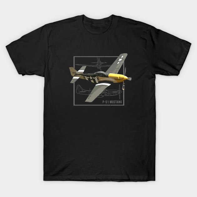 P-51 Mustang | WW2 Fighter Plane T-Shirt by Jose Luiz Filho